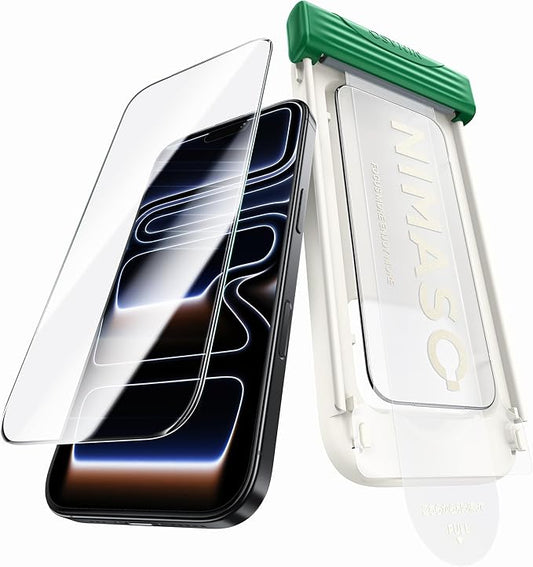NIMASO for iPhone 17 Pro Screen Protector Full Coverage 6.3-Inch, No Bubbles No Dust, 3D Curved Edges 9H Hardness Tempered Glass, Military Grade Shatterproof, Anti-Scratch, with Roller,1 Pack