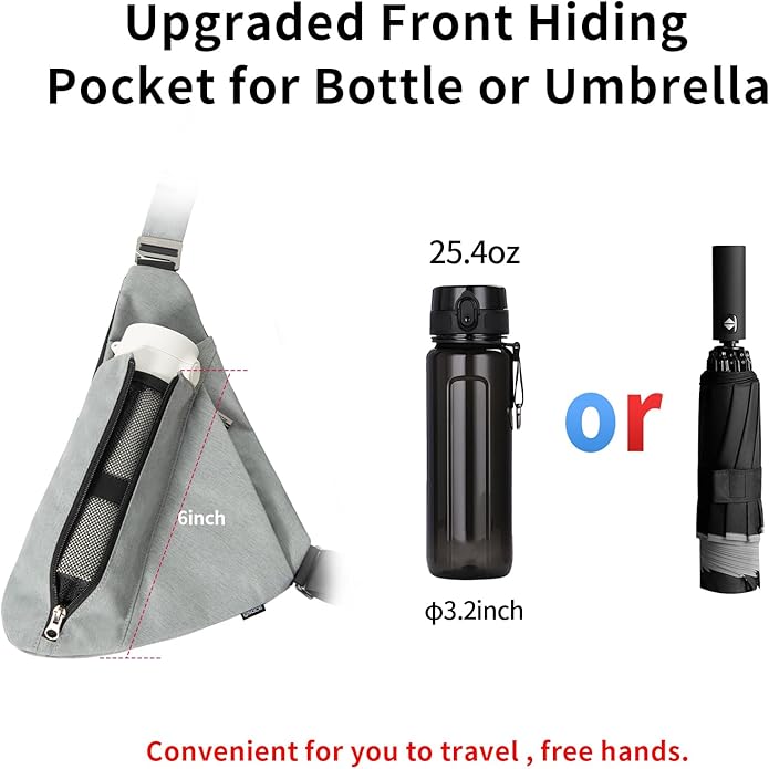 Sling Bag for Men,RFID Crossbody Hiking Backpack Chest Shoulder Tactical Bag with Water Bottle Bag for Travel