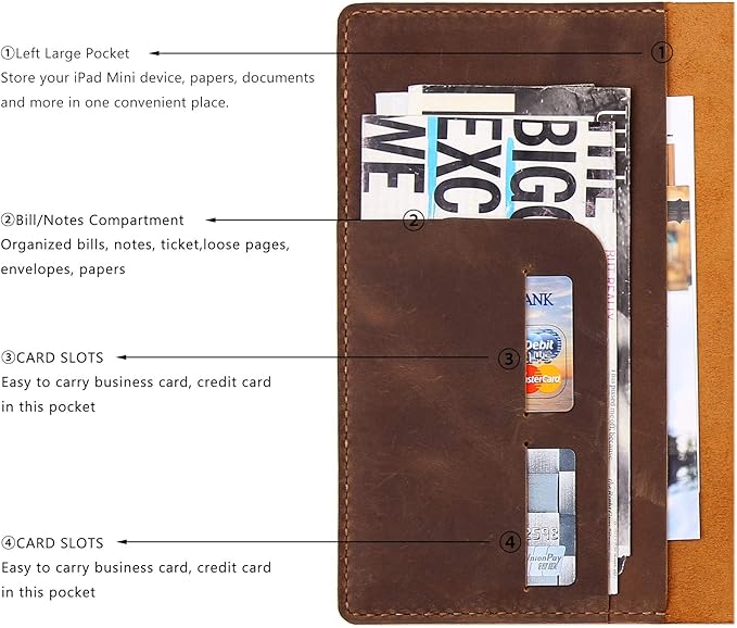 Robrasim Leather Cover for 6"x9" Steno Notebook, Leather Folio Cover Compatible with 6x9 Spiral Steno Pads, A5 Notebook Organizer with Pen Loop - Brown