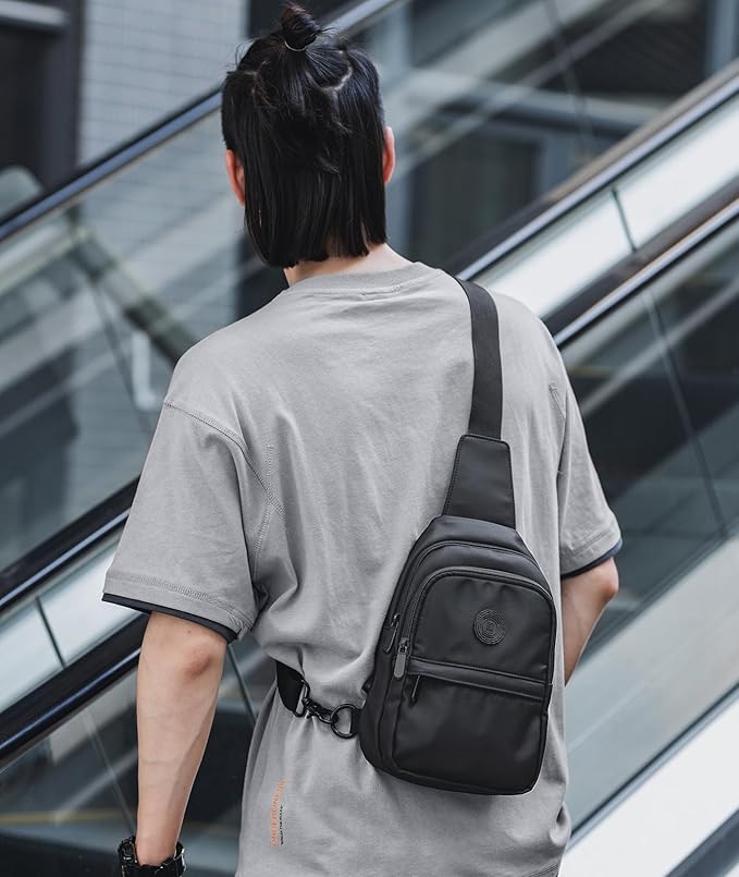 Sling Bag for men Small Crossbody Bags 5L Crossbody Sling Backpack Waterproof for Travel Hiking Commute (Black)