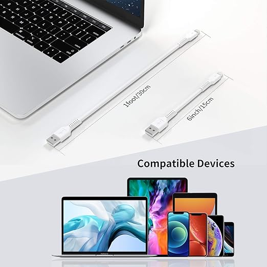 1ft iPhone Charge Cable Short, 5Pack USB to Lightning Cord for Fast Charging Stations 1 Foot Compatible with Apple iPhone 12 11 Pro Max Xs 8 7 6 5 Plus, iPad Air/Mini