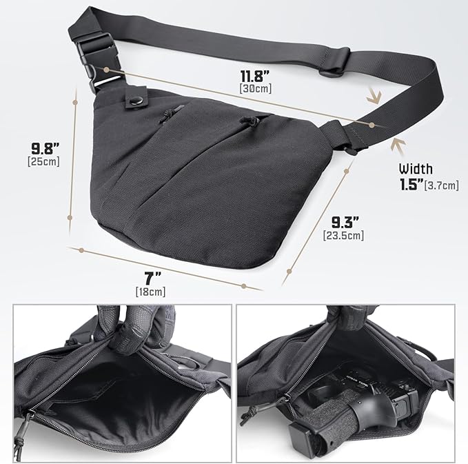 WYNEX Tactical Crossbody Sling Bag,Concealed Carry Bag for Men Women,Anti Theft Crossbody Bags, CCW Bags EDC Carry