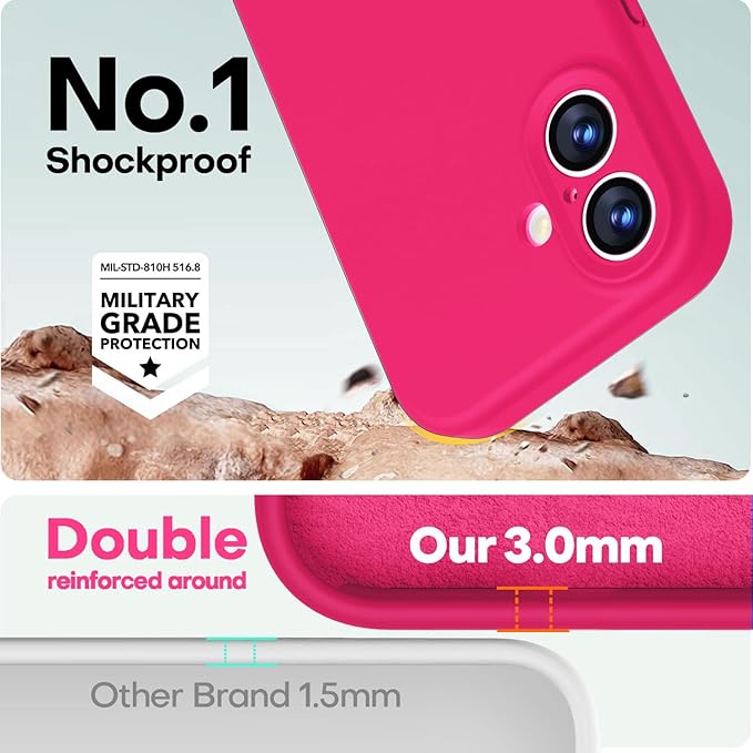 LOVE 3000 Designed for iPhone 17 Case, Premium Silicone [Compatible with Magsafe][Soft Anti-Scratch Microfiber Lining] Shockproof Protective Phone Case for Men Women 6.3", Hot Pink