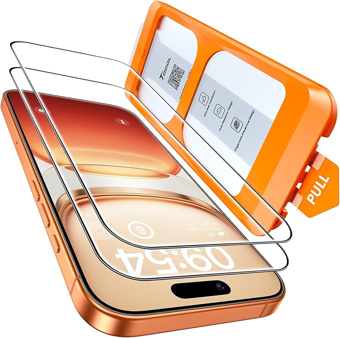TOCOL for iPhone 17 Pro Screen Protector 6.3 inch 9H Hardness Military Grade Shatterproof HD Tempered Glass for Full Coverage Easy Installation Compatible with Sim Card Case Friendly 2 Pack