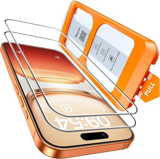 TOCOL for iPhone 17 Pro Screen Protector 6.3 inch 9H Hardness Military Grade Shatterproof HD Tempered Glass for Full Coverage Easy Installation Compatible with Sim Card Case Friendly 2 Pack