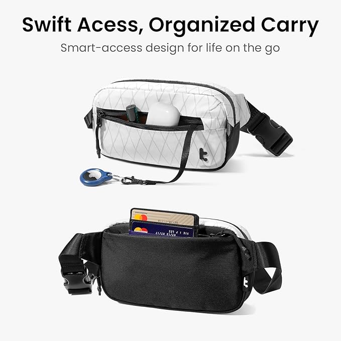 tomtoc 1.5L X-Pac Sling Bag with RFID Blocking, Crossbody Bag Minimalist Chest Shoulder Pack for Men/Women, Water-resistant Lightweight Casual Funny Pack for Travel, Daily Commute