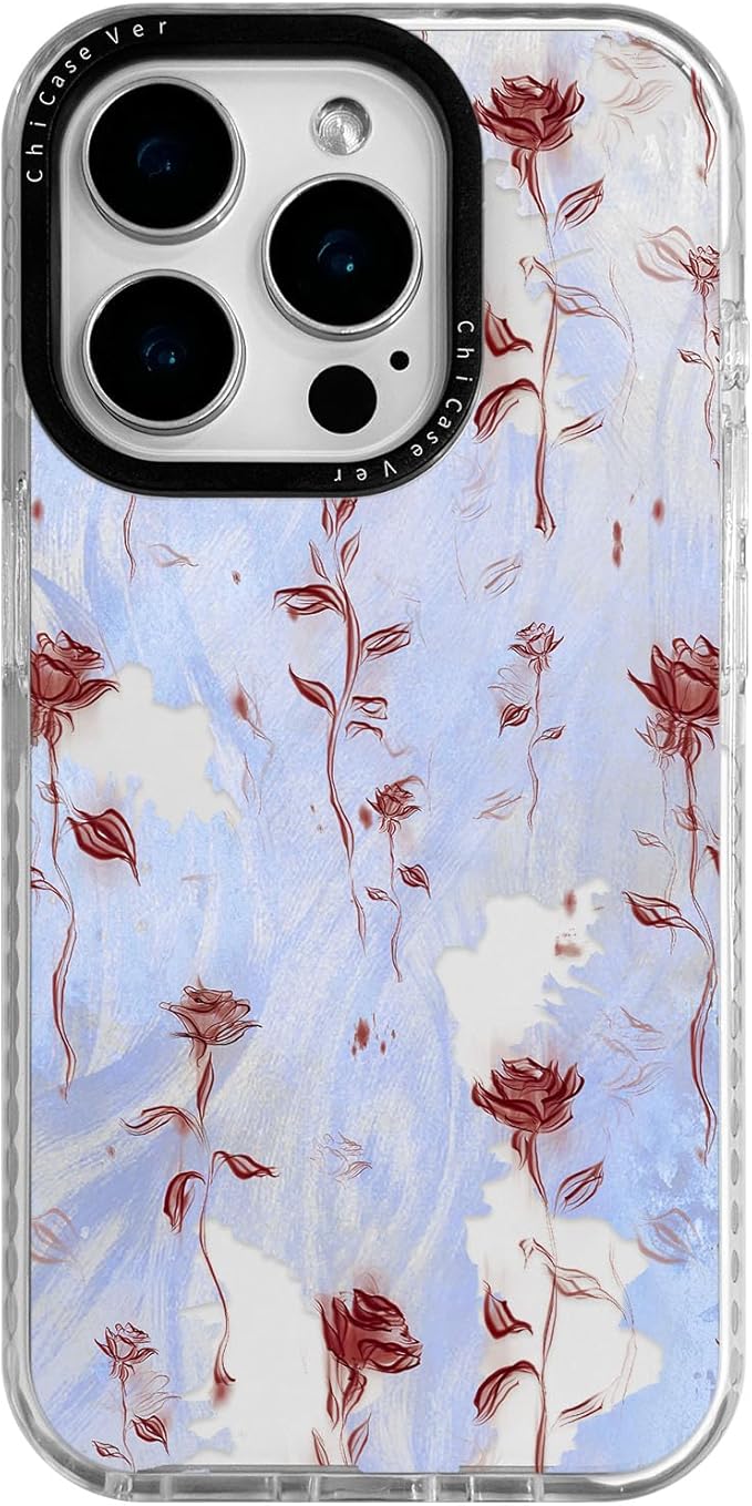 for iPhone 16 Case, Watercolor Rose Pattern, Military-Grade Drop Protection, Cute Soft Slim TPU Protective Cover with Camera Lens Protection for Women & Girls