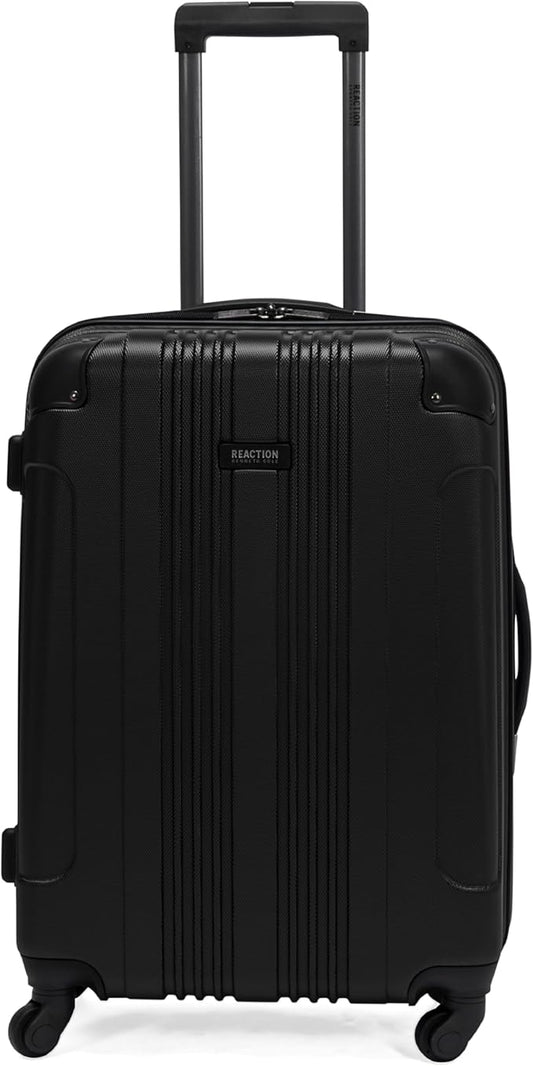 Kenneth Cole REACTION Out of Bounds Lightweight Hardshell 4-Wheel Spinner Luggage, Midnight Black, 24-Inch Checked