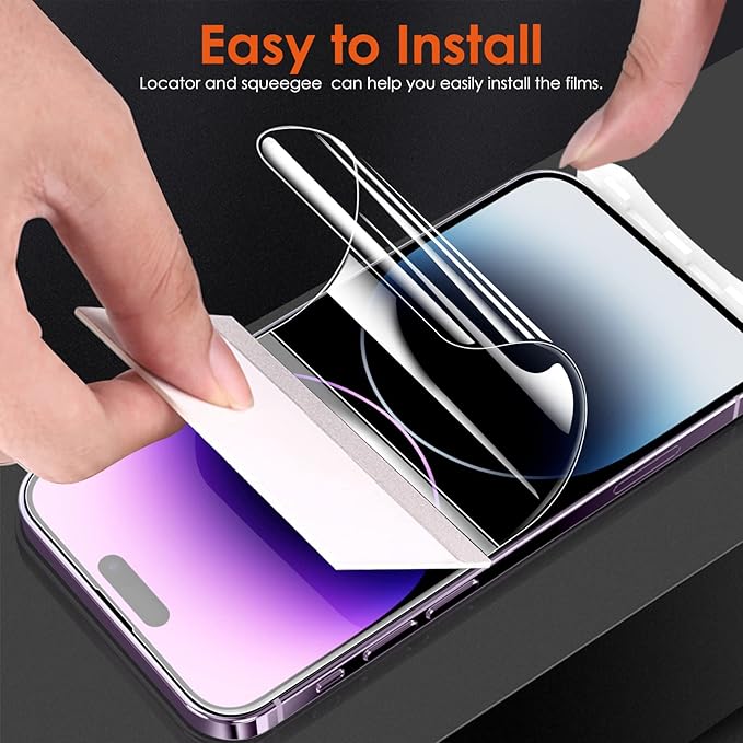 Screen Protector [3 Pack Soft Hydrogel Film for iPhone 15 Pro/15, Upgraded Non-breakable Flexible TPU]
