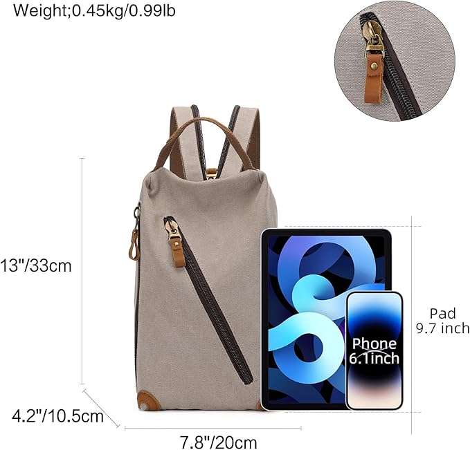 KL928 Canvas Sling Bag crossbody Bags Small Backpack Pack Travel Purse convertible purses for Women Men