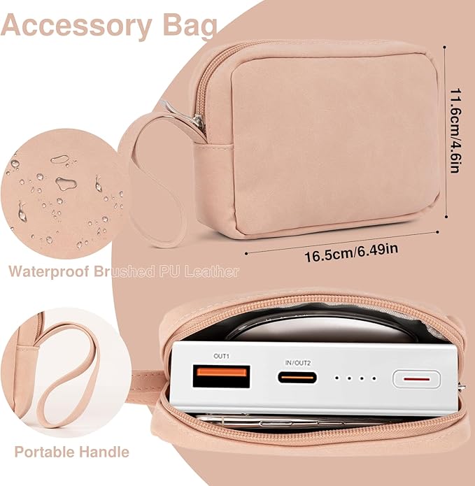 Allinside 13-14 Inch Laptop Sleeve Case for MacBook Pro 14" 2021-2024/MacBook Air 13" 2010-2017/MacBook Pro 13" 2010-2015, Waterproof PU Leather Sleeve Cover with Stand & Accessory Pouch, Pale Pink