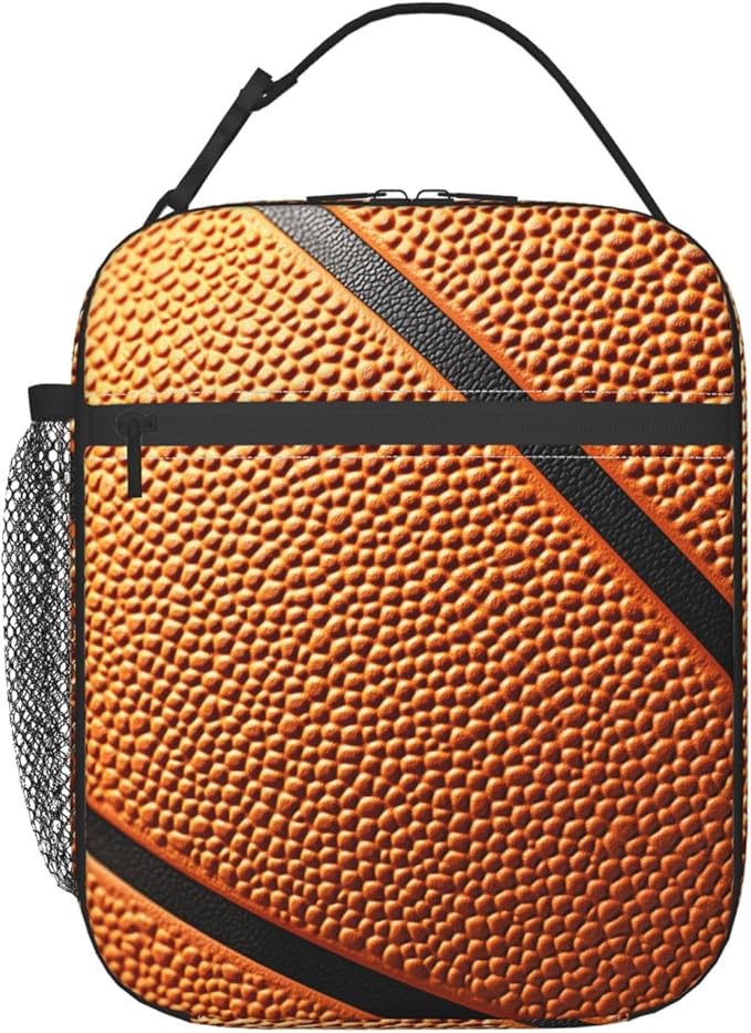 Basketball Print Lunch Box for Players,Adults,Men,Sport Ball Design Insulated Lunchbox,Leakproof Tote Bag,Reusable Cooler Bags for Work,Picnic,Office,Travel,Practical Lunchbag Gifts