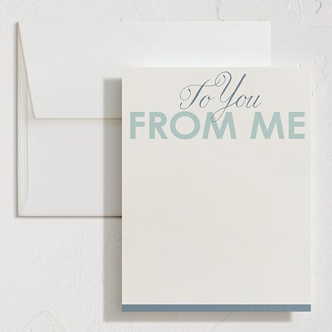 Minted To You From Me Stationery Set, Set of 10, Flat Note Cards & Envelopes for Invitiations and Handwritten Thank You Messages, Blue Star Backer Design, Gifts for Men or Women, Luxurious Paper