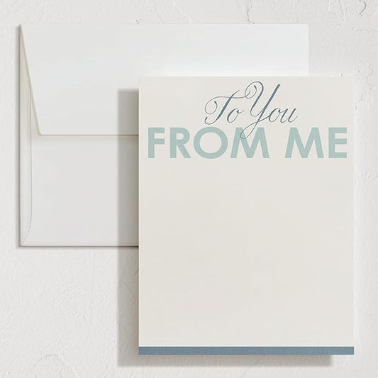 Minted To You From Me Stationery Set, Set of 10, Flat Note Cards & Envelopes for Invitiations and Handwritten Thank You Messages, Blue Star Backer Design, Gifts for Men or Women, Luxurious Paper