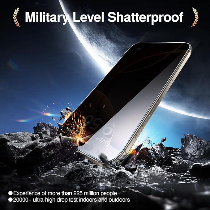 SMARTDEVIL 2PACK for iPhone 16 Pro Privacy Screen Protector Shatterproof Tempered Glass [True 28°Anti Spy] [9H Hardness] [Auto Dust-Elimination Install] [Bubble Free]