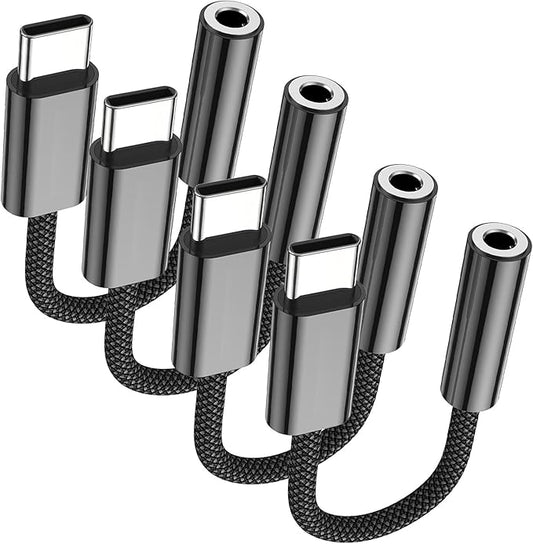 Fidioto 4 Pack Black USB Type C to 3.5mm Female Headphone Jack Adapter,USB-C to 3.5mm Audio Converter, USB C to Aux Audio Dongle Cable Cord Compatible with 16/16 Pro Max/16 Pro/16 Plus, iPad Pro,etc