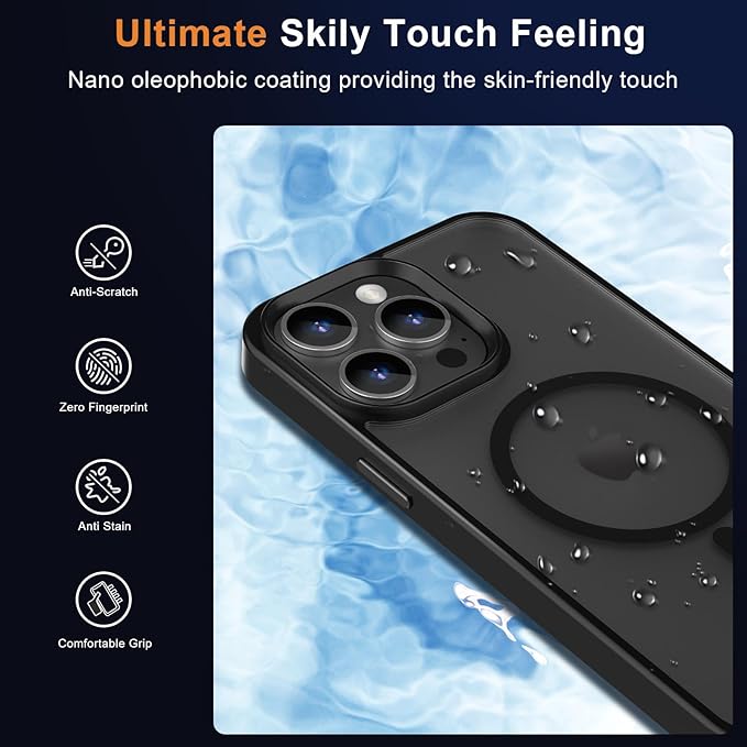 MOCCA Strong Magnetic for iPhone 13 Pro Max Case,[Compatible with Magsafe][Glass Screen Protector+Camera Lens Protector] Slim Thin Shockproof Cover Phone Case for iPhone 13 Pro Max 6.7", Black