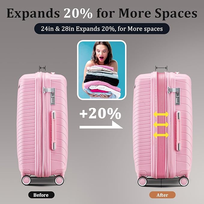 4-Piece Hardshell Luggage Set with TSA Locks, Expandable Suitcases and Silent Spinner Wheels - Vibrant Colors for Easy Identification (14/20/24/28 Inch) - Family Travel Suitcase Sets