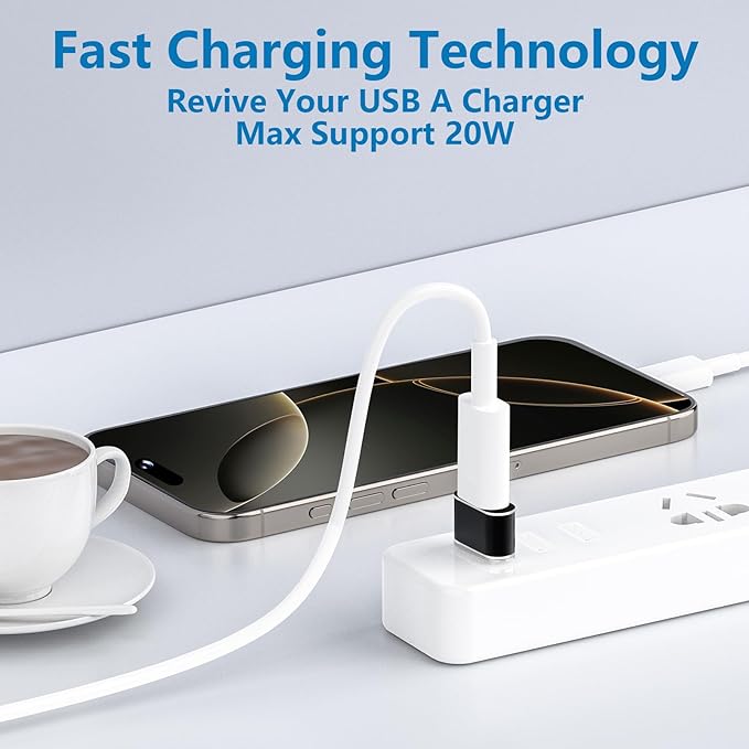 [Apple MFi Certified] USB to USB C Adapter, Stuffcool 6Pack Type C Female to USB A Male OTG Car Charger Cable Carplay Digital Converter for iPhone 17 17 Pro 16 15 14 13 12 11, Galaxy, Pixel, Headphone