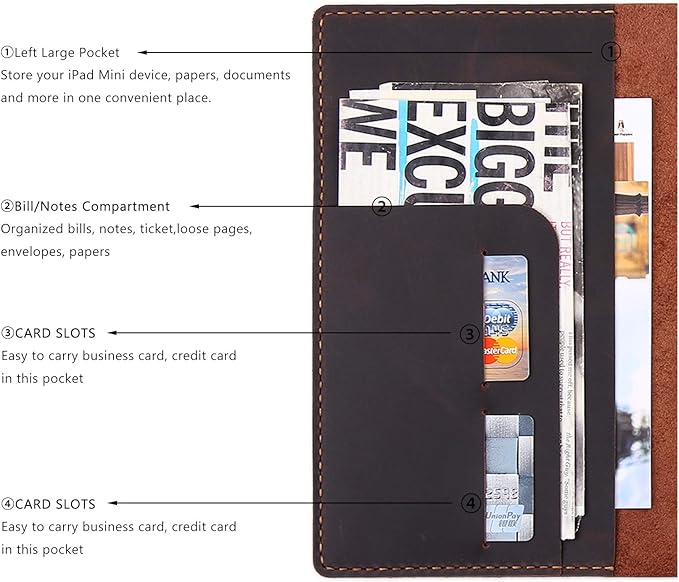 Robrasim Leather Cover for 6"x9" Steno Notebook, Leather Folio Cover Compatible with 6x9 Spiral Steno Pads, A5 Notebook Organizer with Pen Loop - Coffee