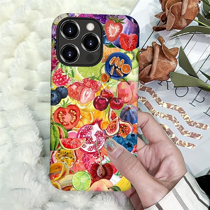Case for iPhone 16 Pro Max,Summer Fruit Collage for Woman Men Full Body Protective Cover Shockproof 2 in 1 Silicone + Hard PC Case for iPhone 16 Pro Max