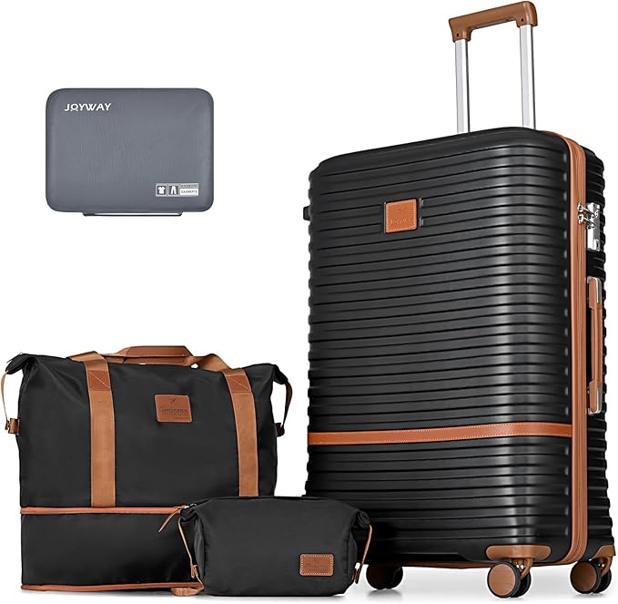 Joyway 28 Inch Luggage with Spinner Wheels, Lightweight Hard Shell Large suitcase, 3 Piece Luggage Sets with TSA Lock, Black