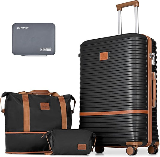 Joyway 28 Inch Luggage with Spinner Wheels, Lightweight Hard Shell Large suitcase, 3 Piece Luggage Sets with TSA Lock, Black