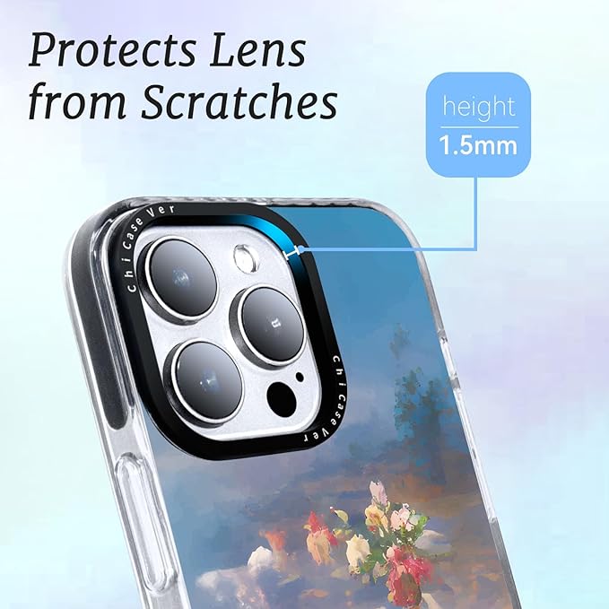 for iPhone 15 Pro Case, Impressionist Floral Landscape Pattern, Military-Grade Drop Protection, Cute Soft Slim TPU Protective Cover with Camera Lens Protection for Women & Girls