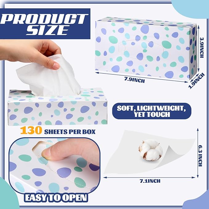 Yinder 12 Packs Facial Tissue Box 1560 Sheets Soft Facial Tissue Box for Fall Halloween Christmas 2 Ply 130 Sheets Disposable Travel Tissues Bulk for Car Household Kitchen(Spot)