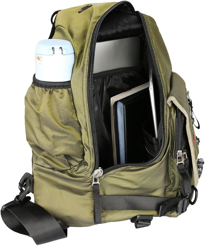 Large Sling Bag Laptop Backpack Cross Body Messenger Bag Shoulder Travel Rucksack (A-Green)