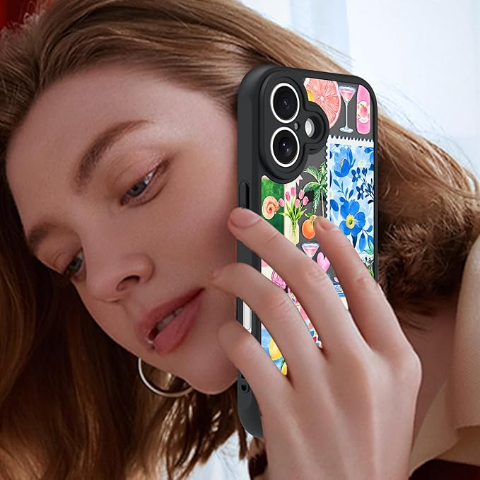 KANGHAR Case for iPhone 16 Plus [Compatible with Magsafe] Cute Flower Floral Fruit Bows Turtle Collage Summer Pattern Protective Magnetic Case for Girls Women 6.7"