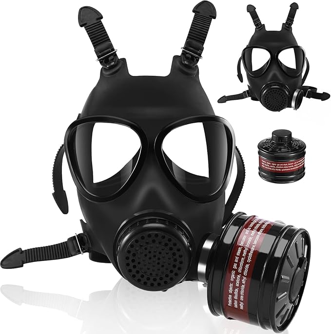 Gas Masks Survival Nuclear and Chemical - Reusable Full Face Respirator Gas Mask with Activated Carbon Filter