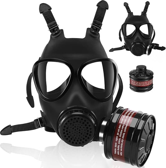 Gas Masks Survival Nuclear and Chemical - Reusable Full Face Respirator Gas Mask with Activated Carbon Filter
