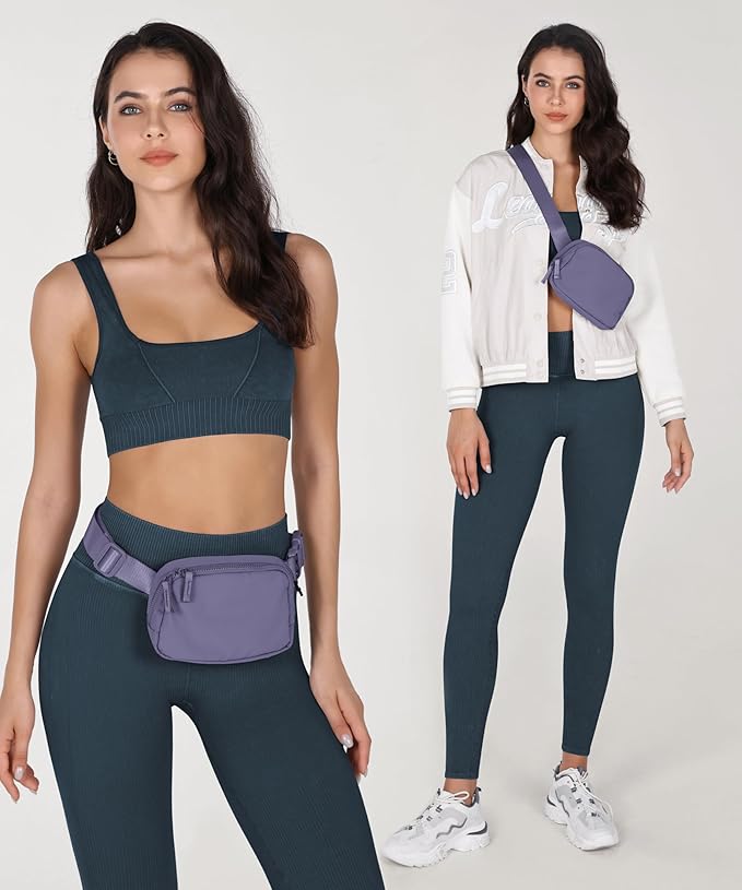 ODODOS Unisex Mini Belt Bag with Adjustable Strap Small Fanny Pack for Workout Running Traveling Hiking, Ultra Violet