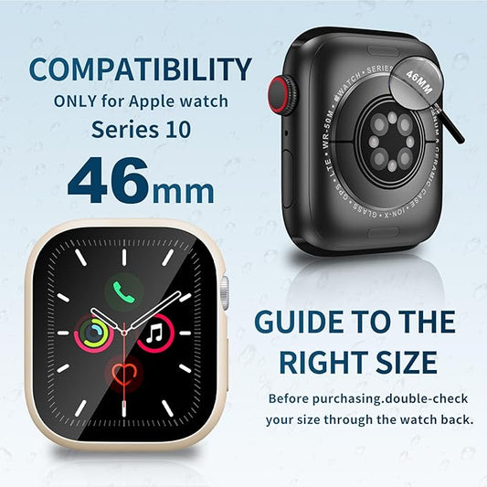 Waterproof Case for Apple Watch Series 10 46mm, Built-in Screen Protector with Tempered Glass [Touch Sensitive] Cover for iWatch S10 46mm, Rose Gold