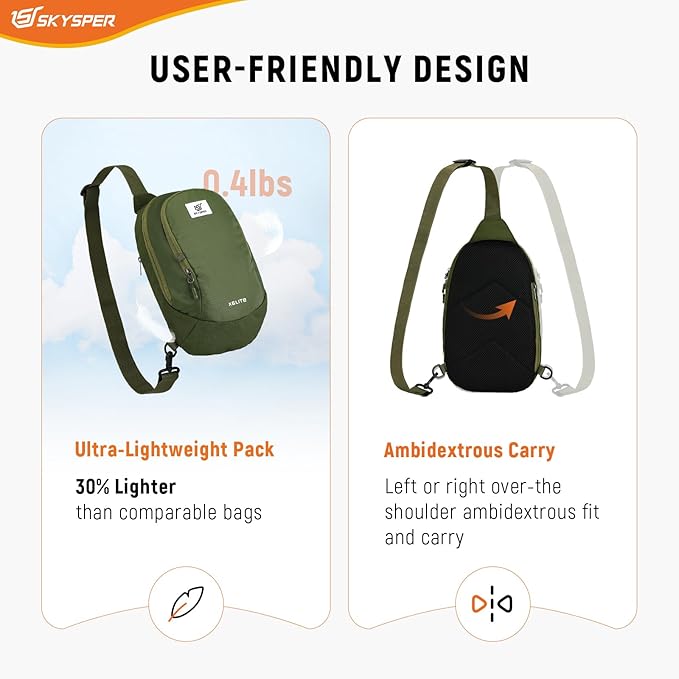 SKYSPER Sling Bag RFID Crossbody Sling Backpack Travel Cross Body Bag Shoulder Sling Daypack