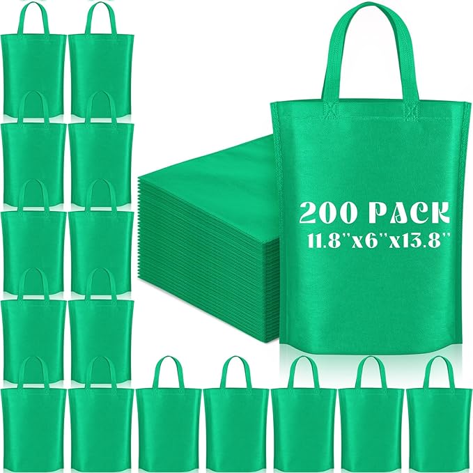 Windyun Reusable Grocery Bags Large Non Woven Shopping Bags with Handle Foldable Portable Tote Carryall Bulk 11.8x6x13.8 Inch