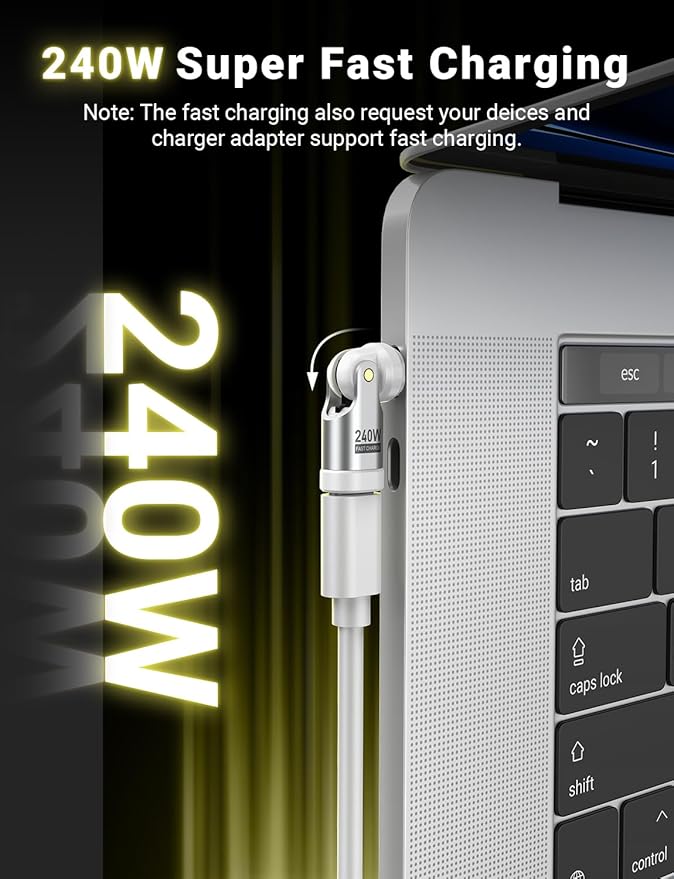 A.S 240W USB C Magnetic Adapter (3Pack), Gen3 USB C 90 Degree Adapter/C Right Angle Adapter/180 Degree USBC Adapters/USBC to USBC Adapters for Phone 16/15, Ma-Book Pro/Pad Series, Samsung (White)