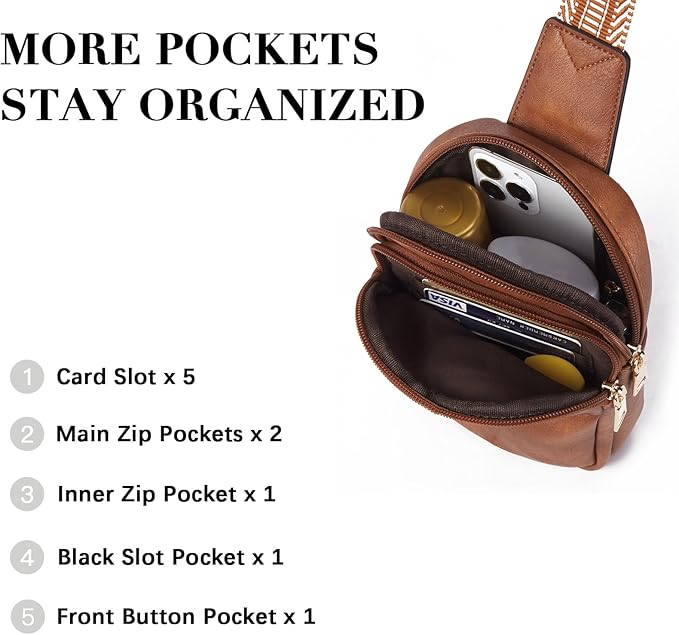 BOSTANTEN Small Sling Bag Crossbody Bags for Women Trendy Crossbody Purse Leather Chest Bag