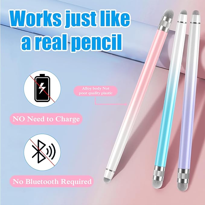 3PCS Stylus Pens for Touch Screens,Stylus Pen for iPhone/iPad/Tablet Android/Microsoft/Surface,Compatible with Touch Screens(Purple/Pink/Blue)