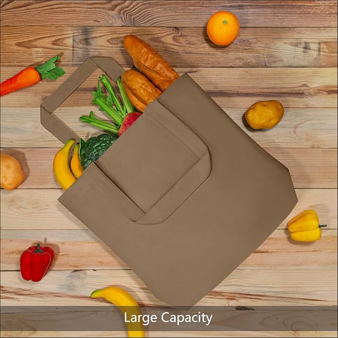 TOPDesign 3-Pack Super Strong Large 12oz Cotton Canvas Tote Bags, Reusable Grocery Shopping Cloth Bags, Fashionable Two-Tone Totes for Crafts, DIY Your Creative Designs