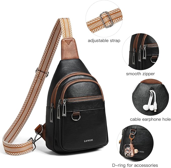 7L Sling Bag for Women Men Vegan Leather Crossbody Bags Fanny Pack Purse Backpack Over Shoulder Bag Travel Anti Theft