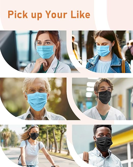 Face Masks Disposable 100 Pack, 4 Ply ASTM Level 3 Medical Grade, FSA/HSA Eligible, Breathable for Adult Outdoor Protection, Individually Wrapped for Home, School & Office, Wine Sky