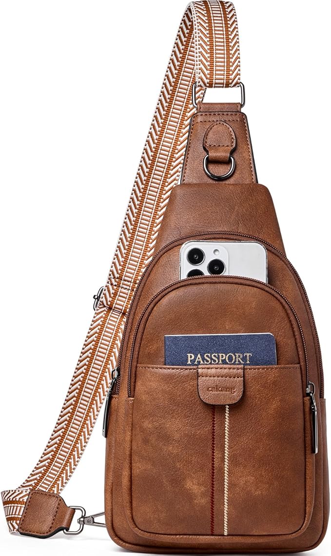 Womens Sling Bag Crossbody Bags for Women Vegan Leather Sling Backpack Daypack Fanny Pack Crossbody Purse Travel