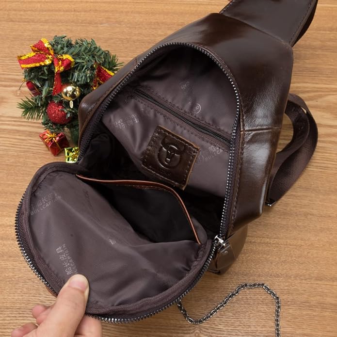 KPYWZER Vintage Leather Sling Bag Backpack for Men Crossbody Shoulder Chest Day Pack Backpacks