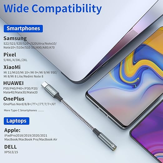 USB Type C to 3.5mm Headphone Jack Adapter, (2-Pack) USB C to Aux Female Audio Dongle Cable Cord Compatible with iPhone 16/15 Pro/15 Plus/15 Pro Max,iPad Pro,MacBook, Samsung Galaxy S24 S23 S22