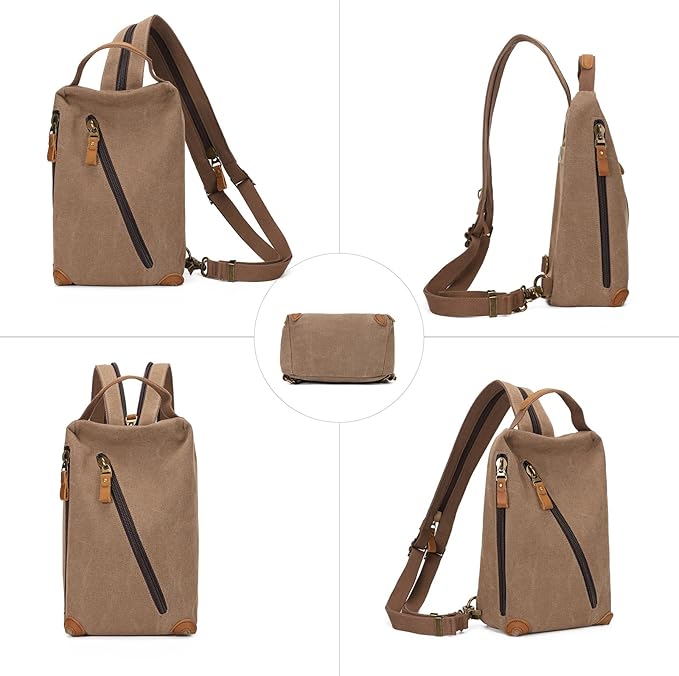 KL928 Canvas Sling Bag crossbody Bags Small Backpack Pack Travel Purse convertible purses for Women Men
