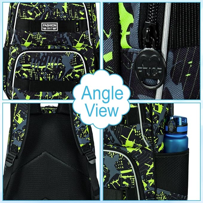 3Pcs Backpack for Girls Boys, 17 Inch School Bookbag with Lunch Box, Durable Laptop Backpacks Set for Teens College