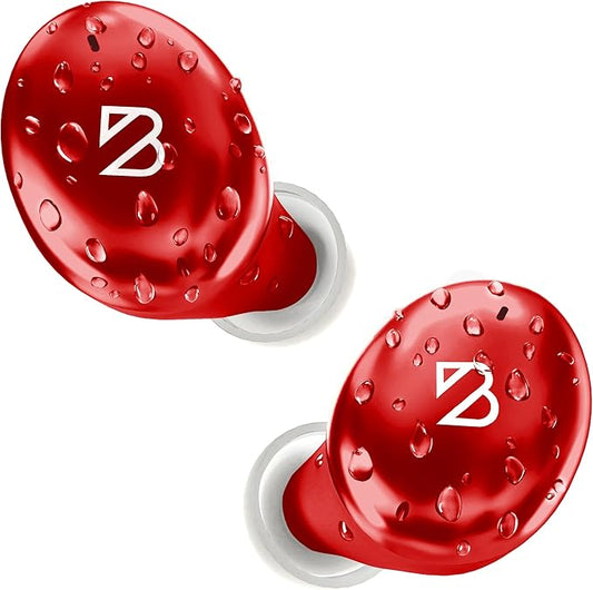 Back Bay Audio Tempo 30 Wireless Earbuds for Small Ears - Award-Winning Sound, Sweatproof Bluetooth Earbuds, Comfortable Ear Buds for Women, Red Earphones Small Ear Canals, Long Battery Headphones