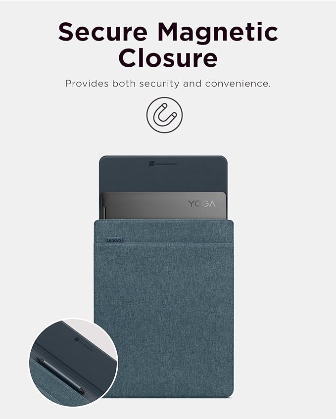 Lenovo Slim Laptop Sleeve 14 Inch Notebook/Tablet - Compatible with MacBook Air/Pro - Eco-Friendly Lightweight Case with Accessory Pocket & Magnetic Closure - Teal